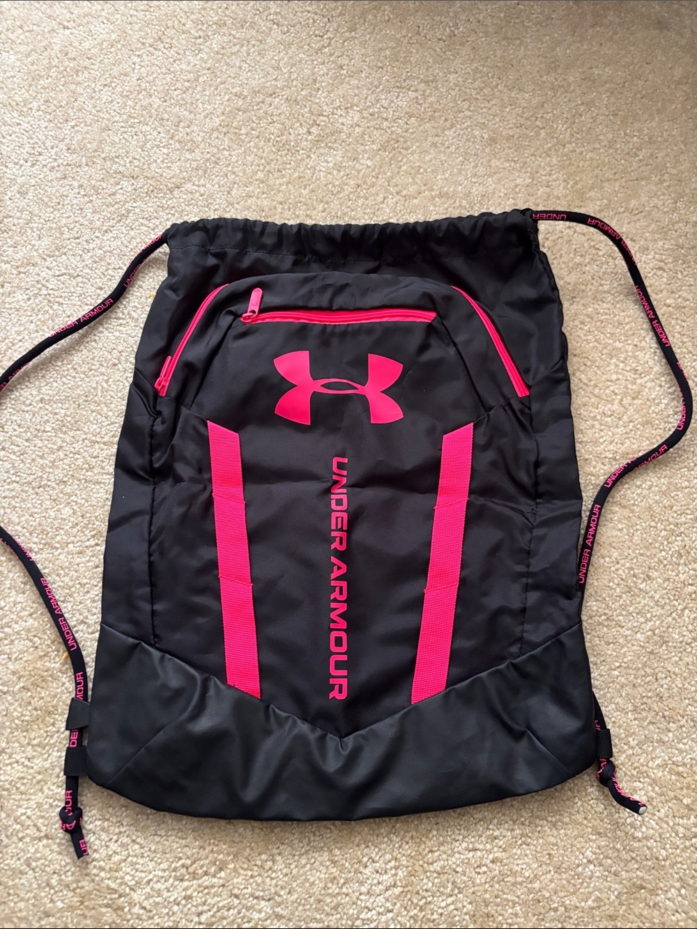 Under Armour Black and Hot Pink Drawstring Backpack